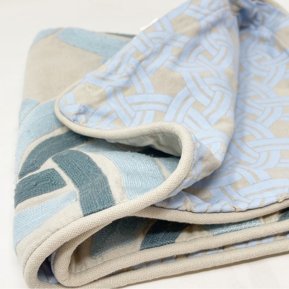 SUBURBAN HOME BY DURALEE Embroidered Blue Trellis Pattern Throw Pillow Cover - Picture 2 of 8